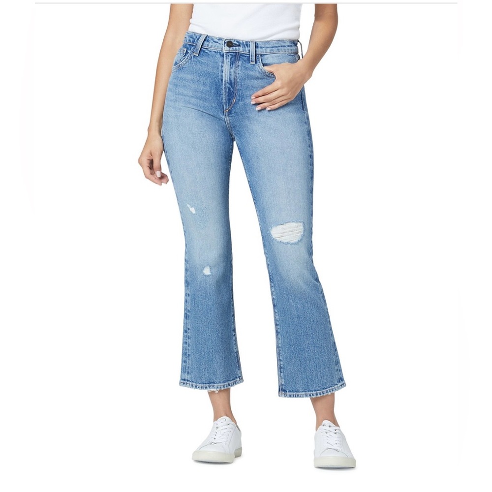 Price Firm Joe's Jeans The Callie Cropped Mini Bootcut Distressed Jeans, Size 24